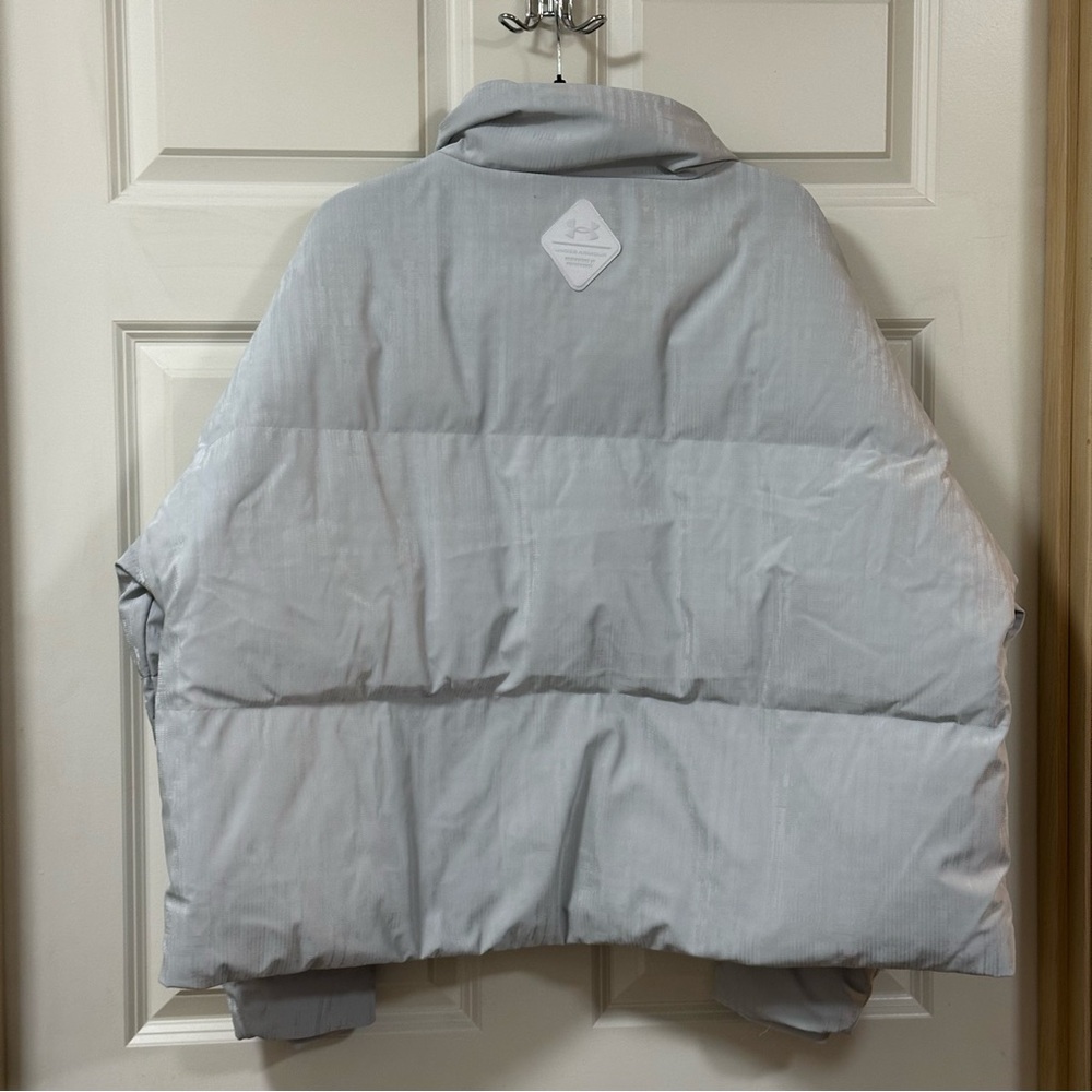 Under Armour 700FP down puffer jacket women’s white grey women’s size L warm NWT - Picture 9 of 15
